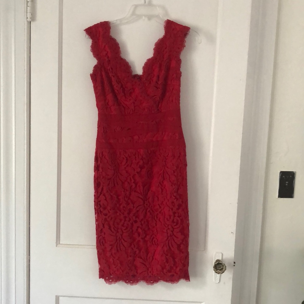 Red lace dress